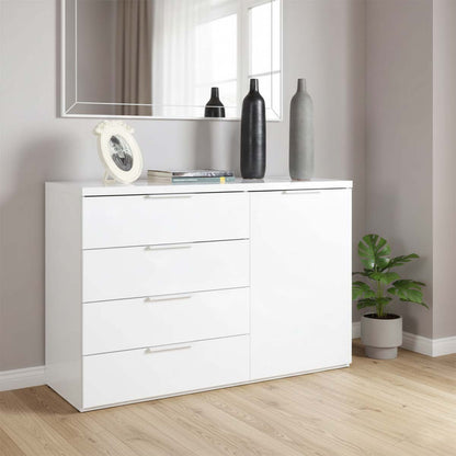 Mobile multiuso 120x82h cm bianco laccato con 1 anta e 4 cassetti