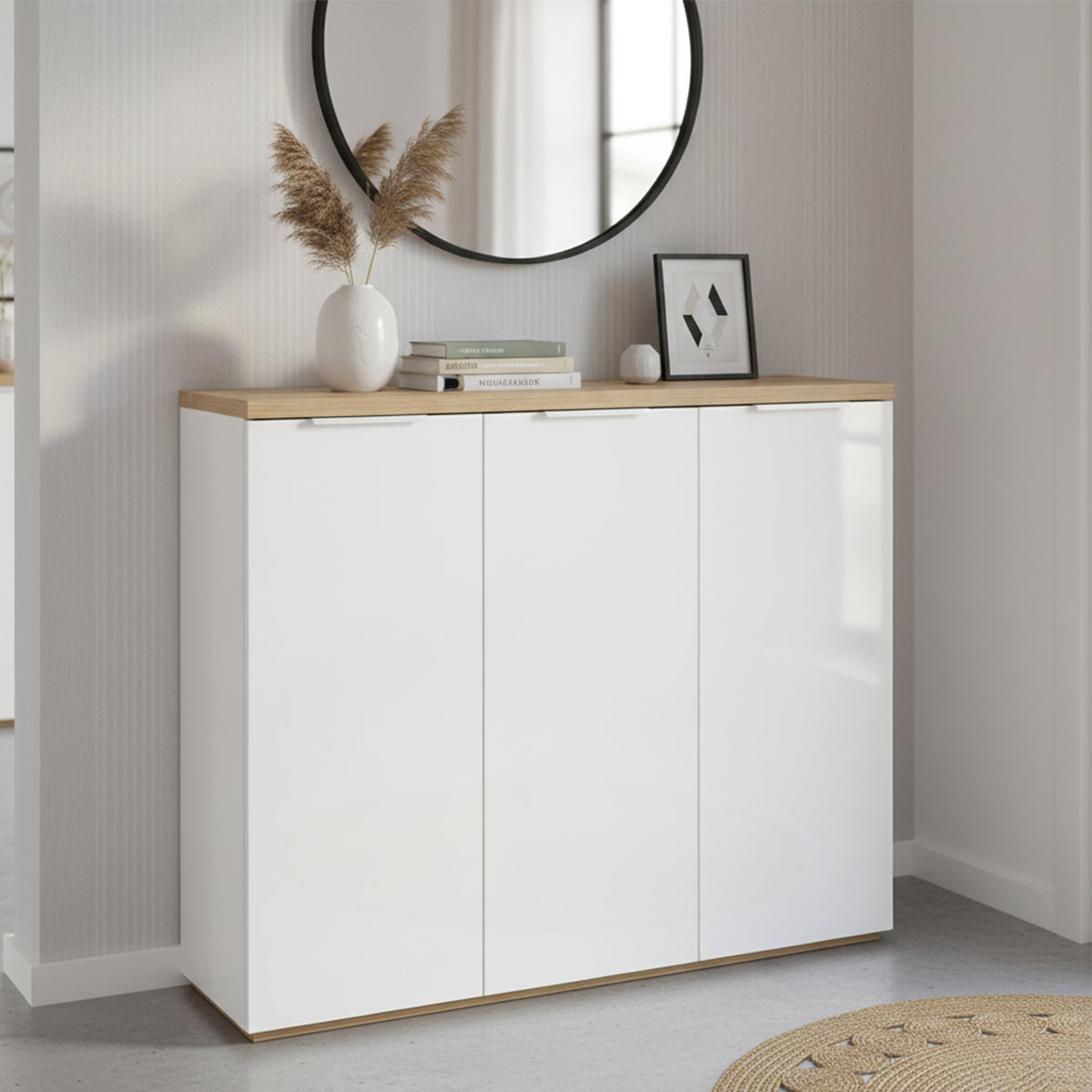 Mobile multiuso 120x102h cm bianco laccato con 3 ante