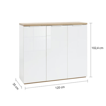 Mobile multiuso 120x102h cm bianco laccato con 3 ante