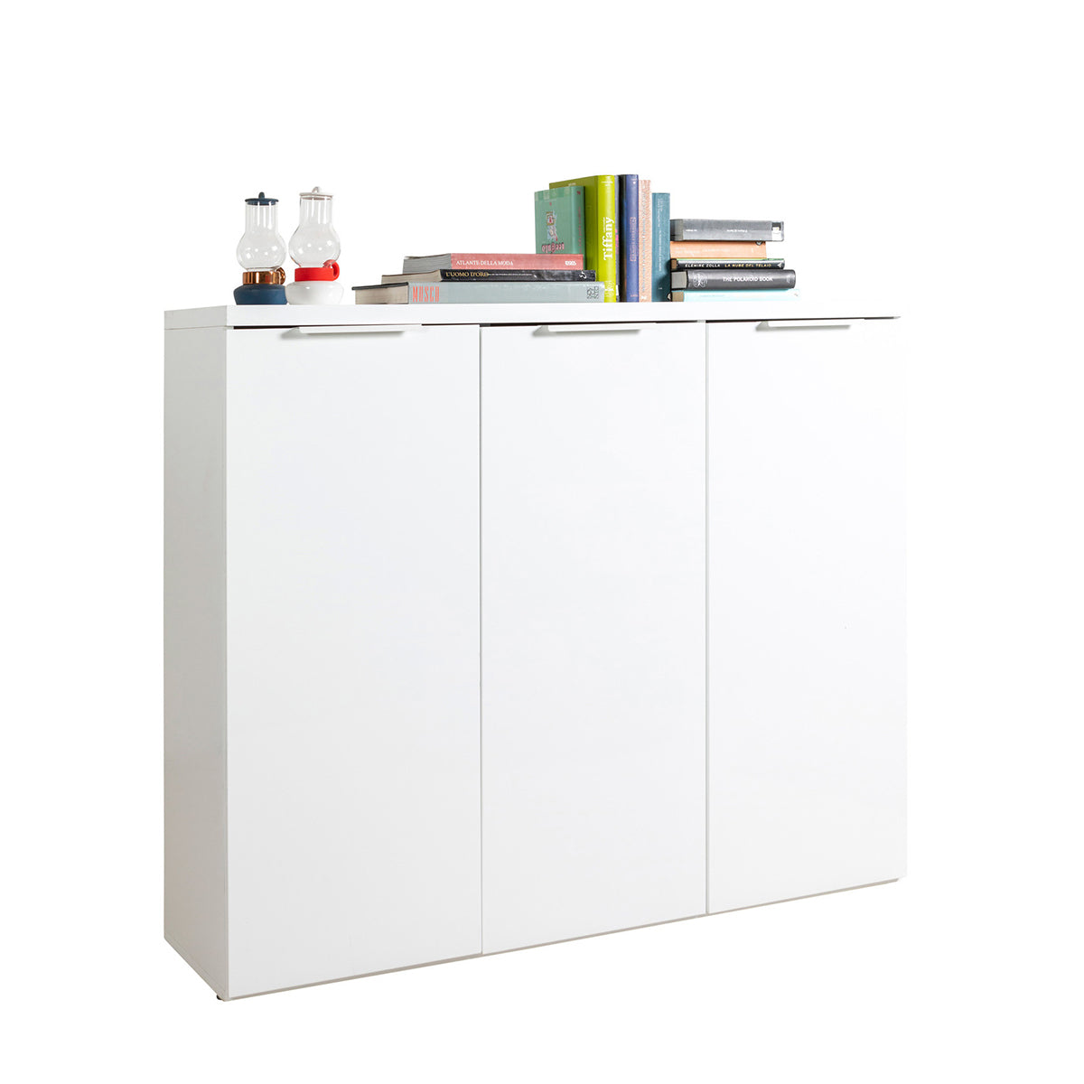 Mobile contenitore 120x102h cm bianco laccato con 3 ante