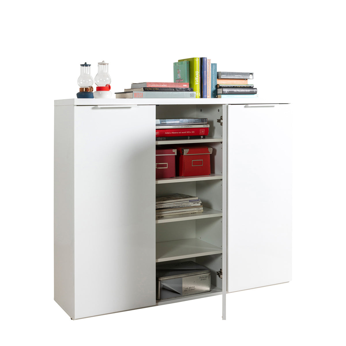 Mobile contenitore 120x102h cm bianco laccato con 3 ante