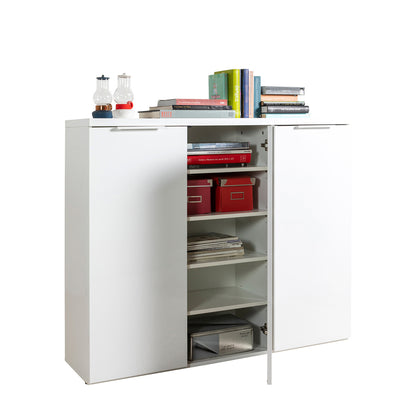 Mobile contenitore 120x102h cm bianco laccato con 3 ante