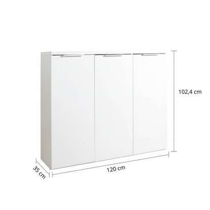 Mobile contenitore 120x102h cm bianco laccato con 3 ante