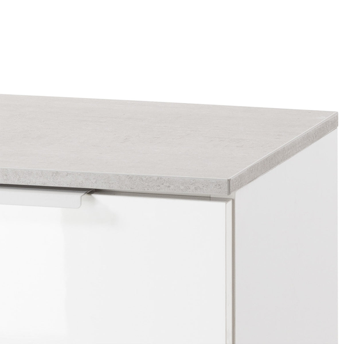 Mobile basso bagno 40x82h cm con 1 anta e 1 cassetto bianco laccato e cemento