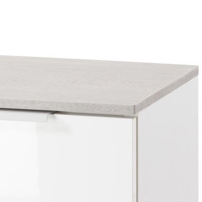 Mobile basso bagno 40x82h cm con 1 anta e 1 cassetto bianco laccato e cemento