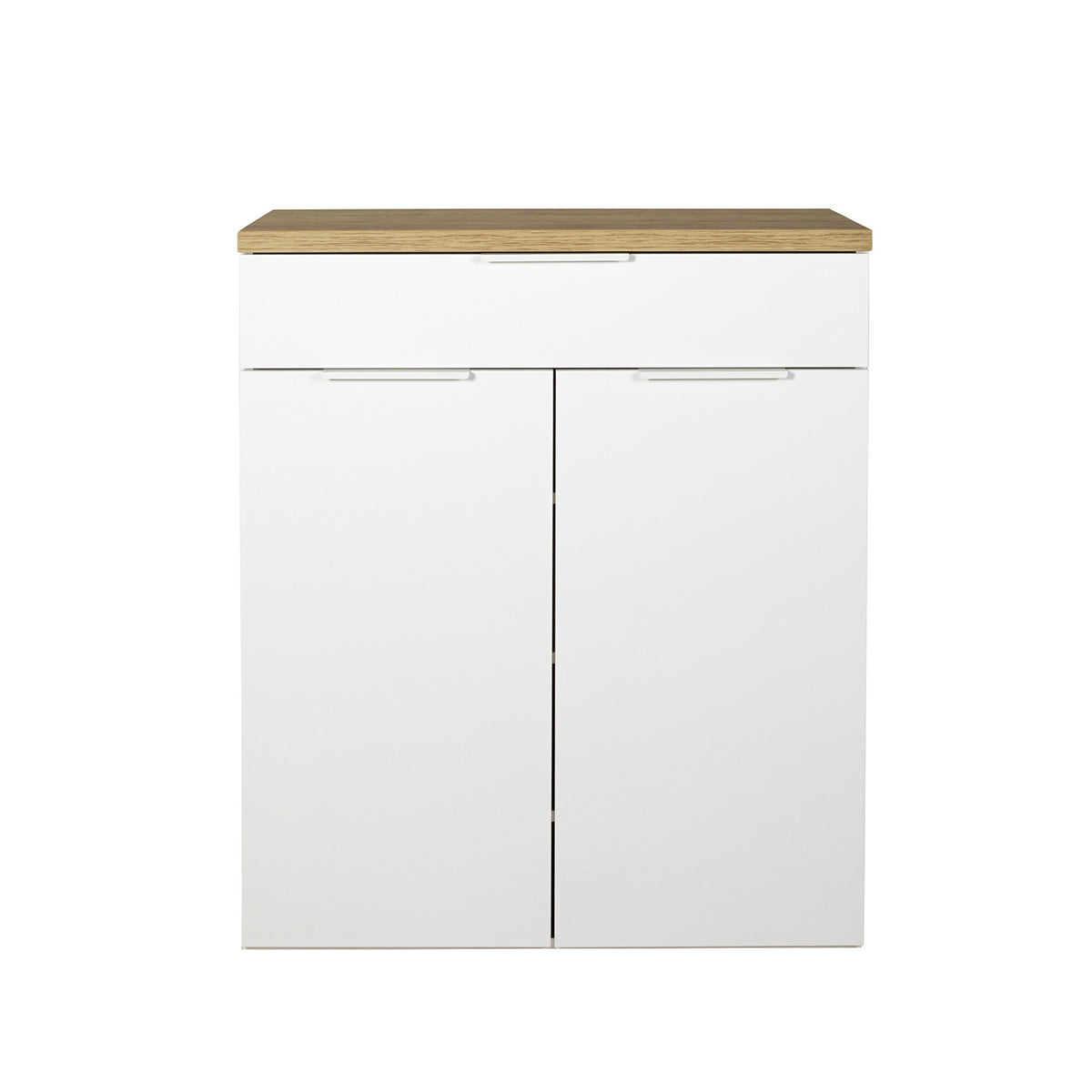 Mobile multiuso 82x102h cm bianco e rovere con 2 ante e 1 cassetto