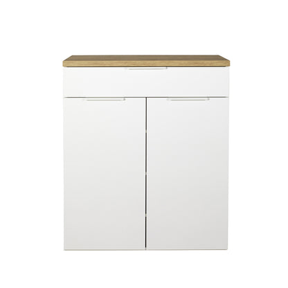 Mobile multiuso 82x102h cm bianco e rovere con 2 ante e 1 cassetto