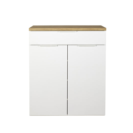 Mobile multiuso 82x102h cm bianco e rovere con 2 ante e 1 cassetto