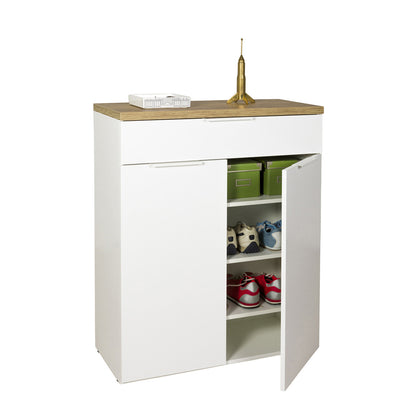 Mobile multiuso 82x102h cm bianco e rovere con 2 ante e 1 cassetto