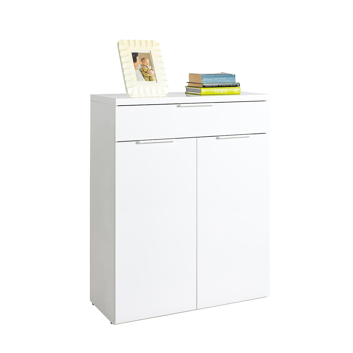 Mobile multiuso 82x102h cm bianco laccato con 2 ante e 1 cassetto