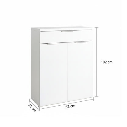 Mobile multiuso 82x102h cm bianco laccato con 2 ante e 1 cassetto