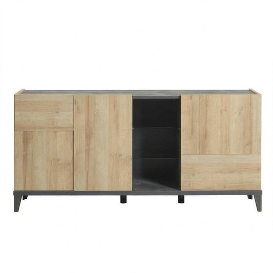 Mobile basso 180x84h cm rovere e grigio antracite con 3 ante e 1 vano