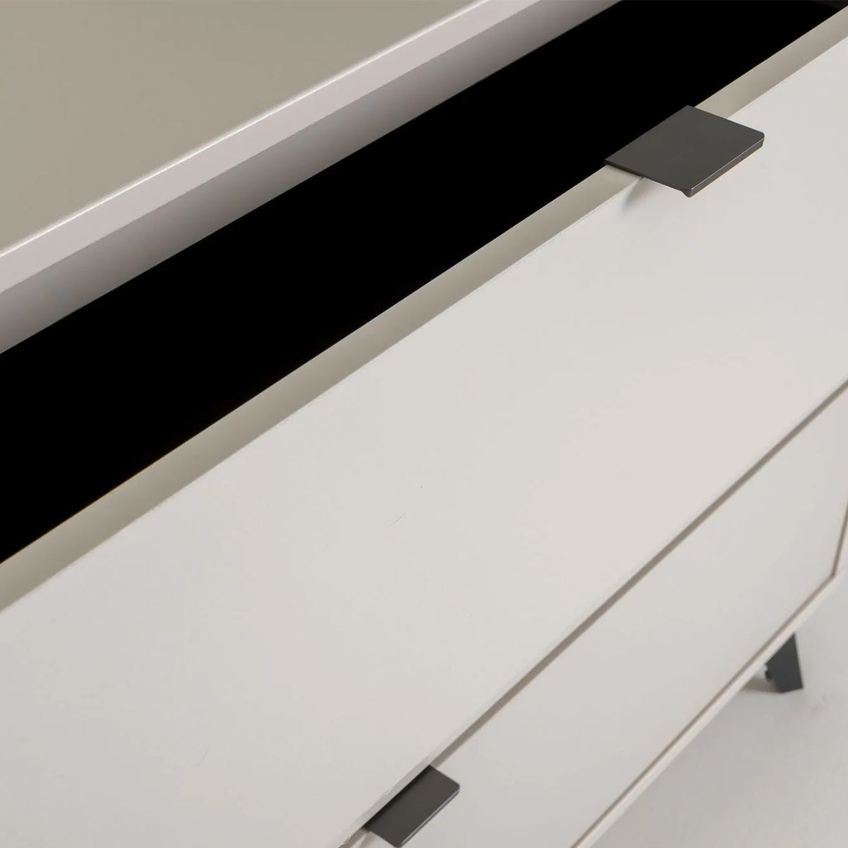 Credenza 183x83h cm cashmere/rovere cannettato con 1 anta e 3 cassetti