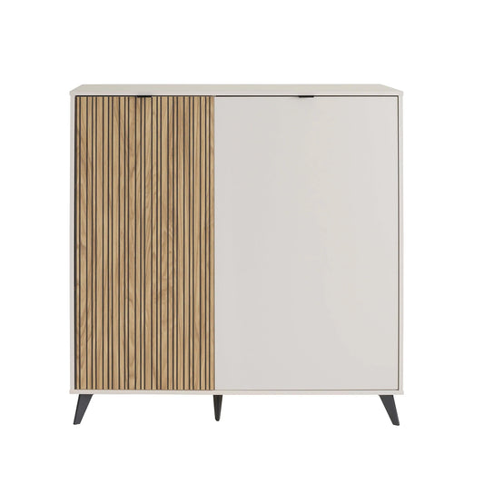 Mobile multiuso 120x126h cm cashmere/rovere cannettato con 2 ante