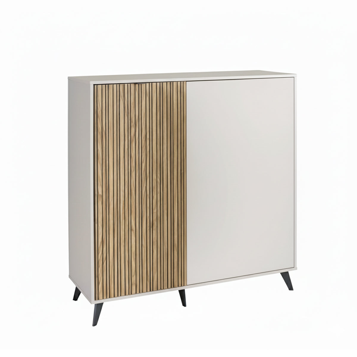 Mobile multiuso 120x126h cm cashmere/rovere cannettato con 2 ante