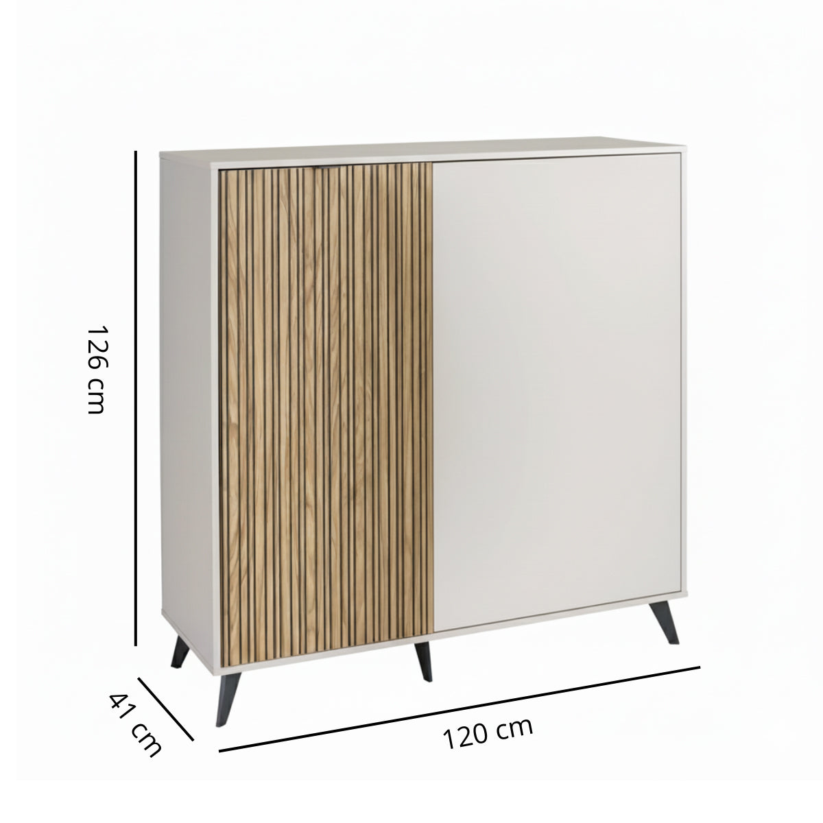 Mobile multiuso 120x126h cm cashmere/rovere cannettato con 2 ante