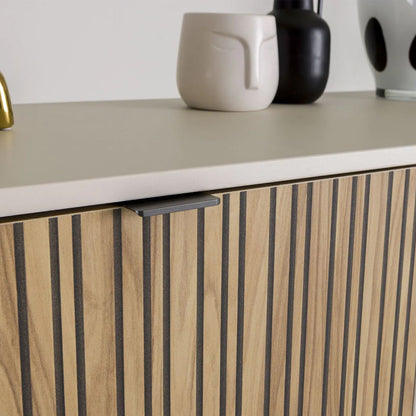 Mobile multiuso 120x126h cm cashmere/rovere cannettato con 2 ante