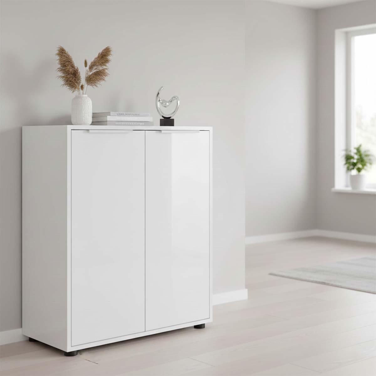 Mobile multiuso 72x87h cm bianco laccato con 2 ante