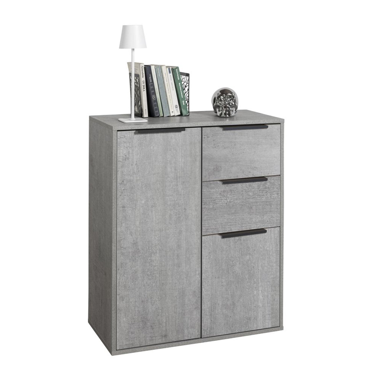 Mobile multiuso 72x87h cm cemento con 2 ante e 2 cassetti