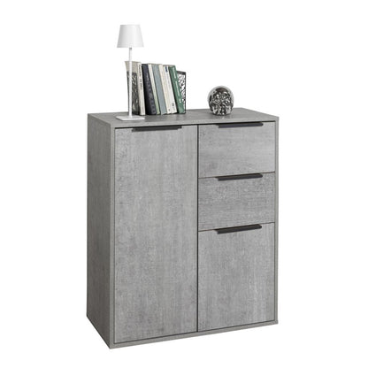 Mobile multiuso 72x87h cm cemento con 2 ante e 2 cassetti