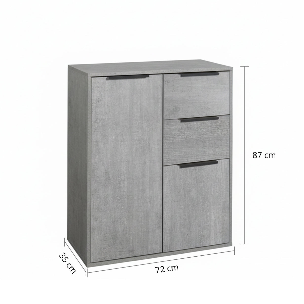 Mobile multiuso 72x87h cm cemento con 2 ante e 2 cassetti