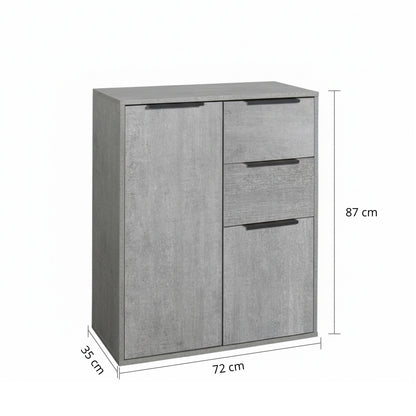 Mobile multiuso 72x87h cm cemento con 2 ante e 2 cassetti