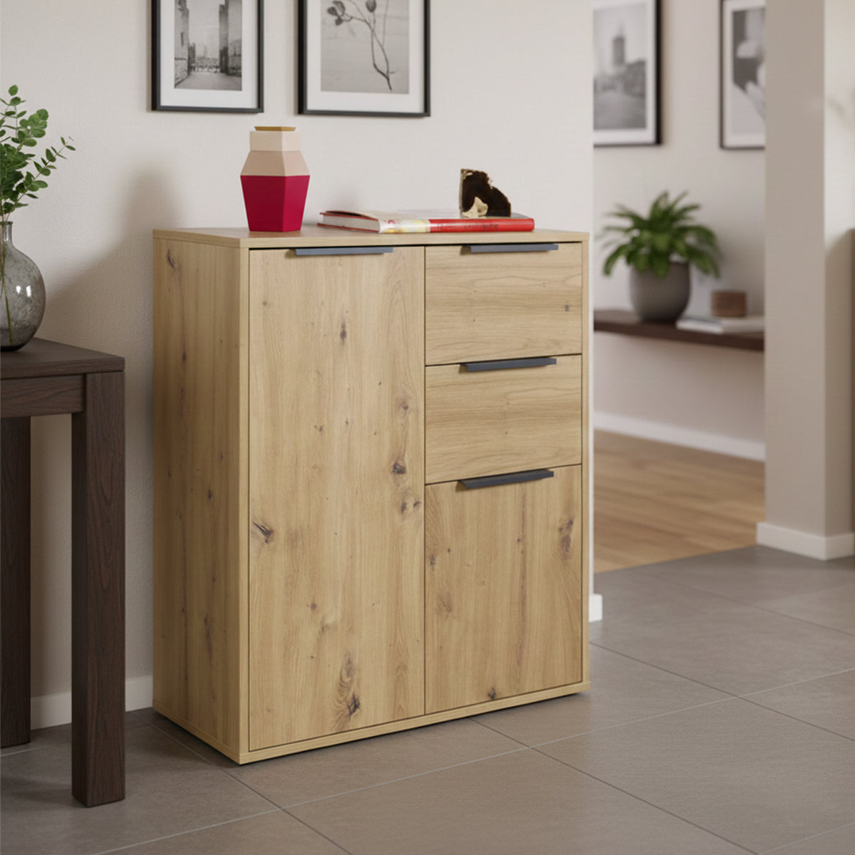 Mobile multiuso 72x88h cm rovere con 2 ante e 2 cassetti