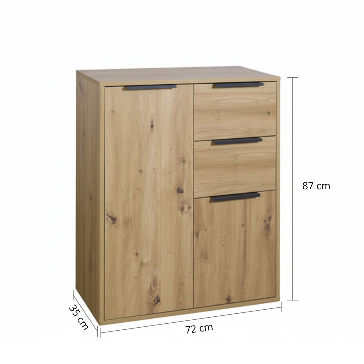 Mobile multiuso 72x88h cm rovere con 2 ante e 2 cassetti