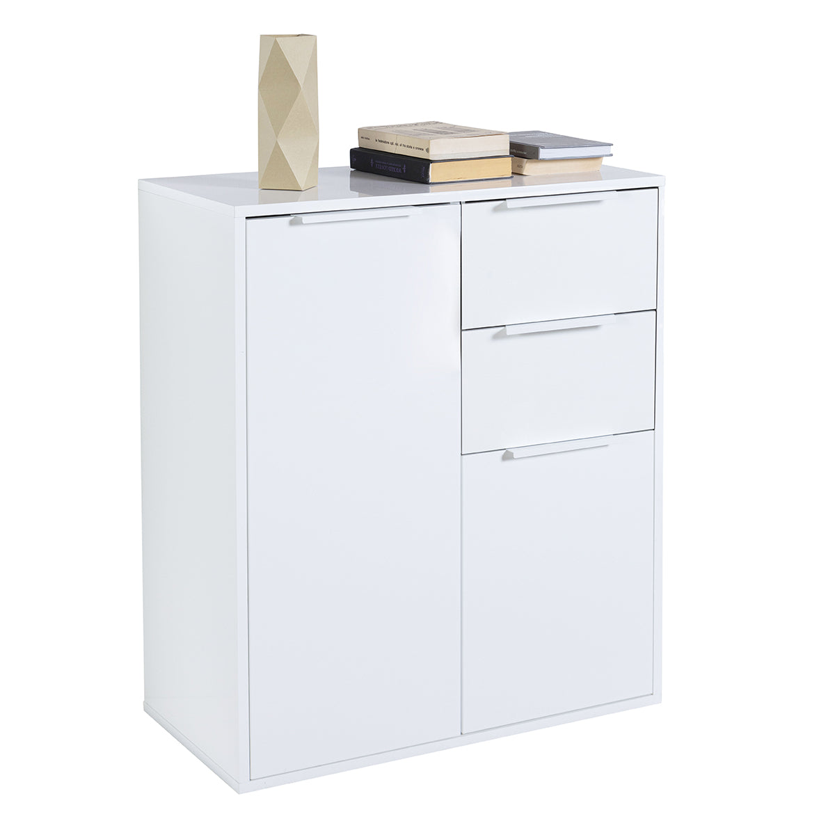 Mobile multiuso 72x87h cm bianco laccato con 2 ante e 2 cassetti