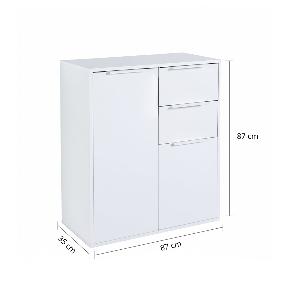 Mobile multiuso 72x87h cm bianco laccato con 2 ante e 2 cassetti