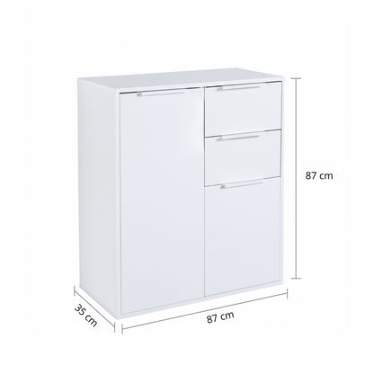 Mobile multiuso 72x87h cm bianco laccato con 2 ante e 2 cassetti
