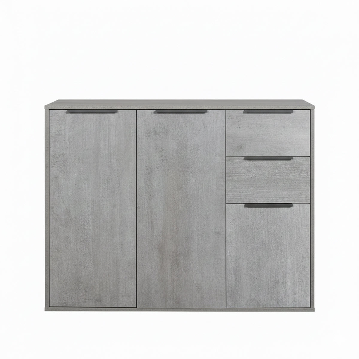 Mobile multiuso 106x87h cm cemento con 3 ante e 2 cassetti