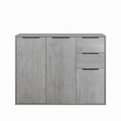 Mobile multiuso 106x87h cm cemento con 3 ante e 2 cassetti