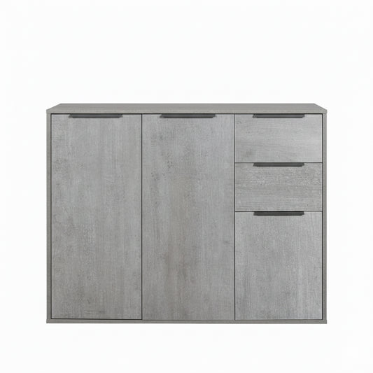 Mobile multiuso 106x87h cm cemento con 3 ante e 2 cassetti