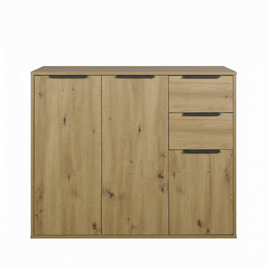 Mobile multiuso 106x87h cm rovere con 3 ante e 2 cassetti