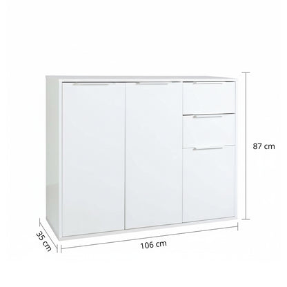 Mobile multiuso 106x87h cm bianco con 3 ante e 2 cassetti