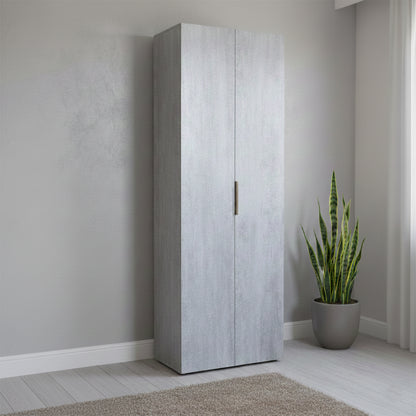 Armadio a colonna 69x198h cm cemento con 2 ante e 5 ripiani