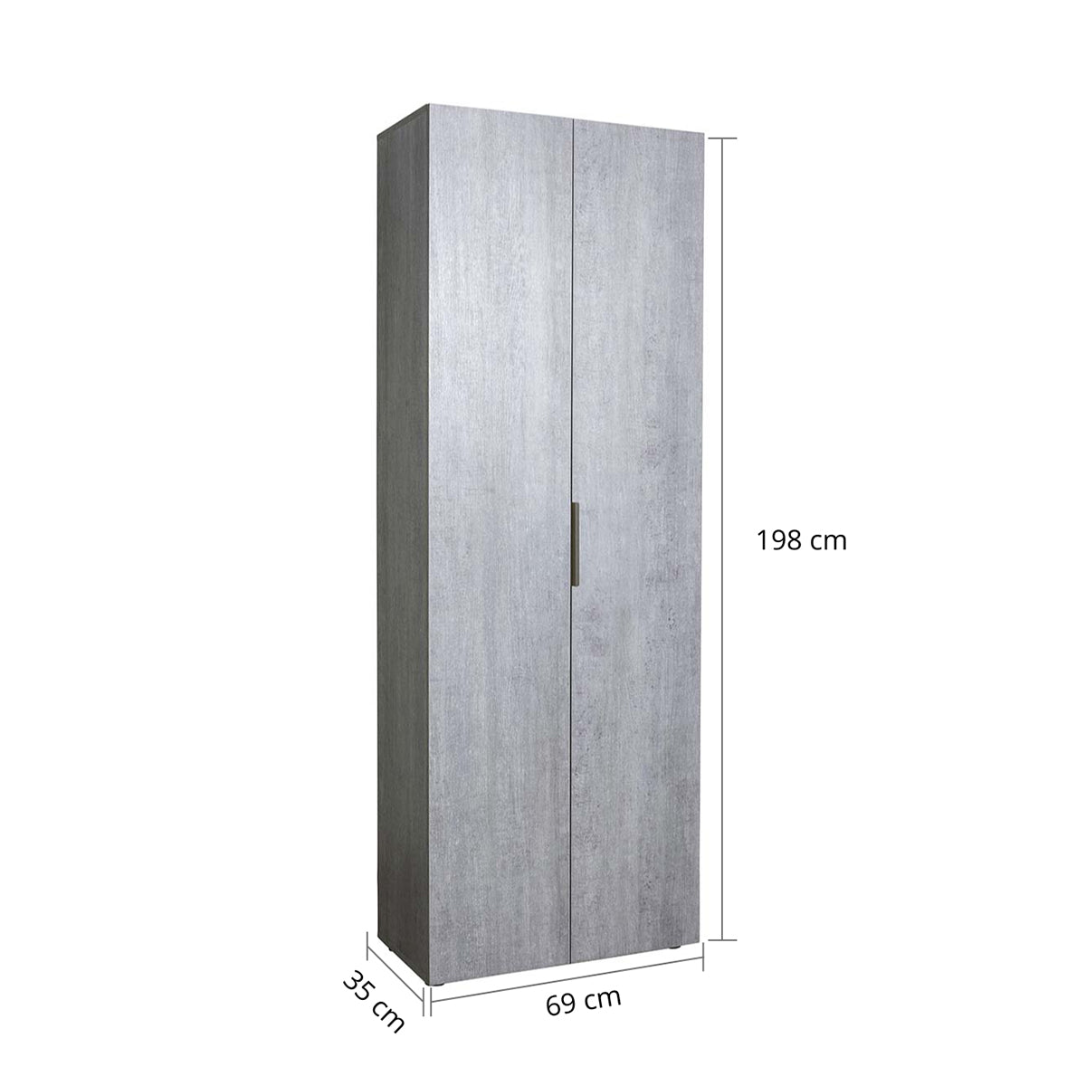 Armadio a colonna 69x198h cm cemento con 2 ante e 5 ripiani