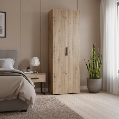 Armadio a colonna 69x198h cm rovere con 2 ante e 5 ripiani