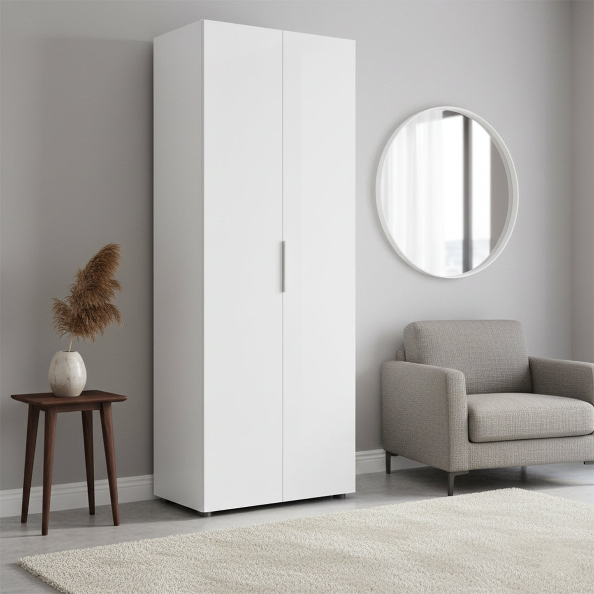 Armadio a colonna 69x181h cm bianco laccato con 2 ante