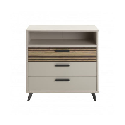 Cassettiera 92x95h cm cashmere/rovere cannettato con 3 cassetti e 1 vano