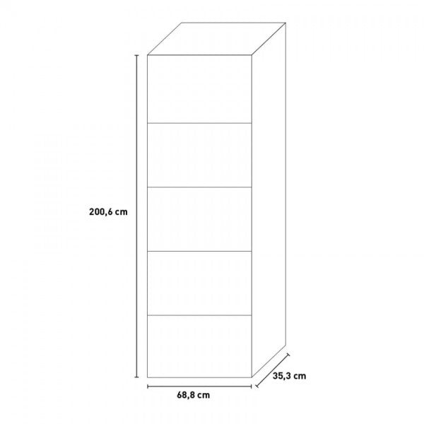 Libreria 5 ripiani "FLOW" cemento 70x35x190cm Composad