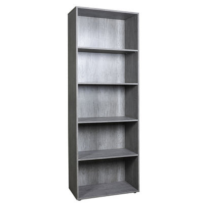 Libreria salvaspazio 68x200h cm grigio cemento con 4 ripiani regolabili