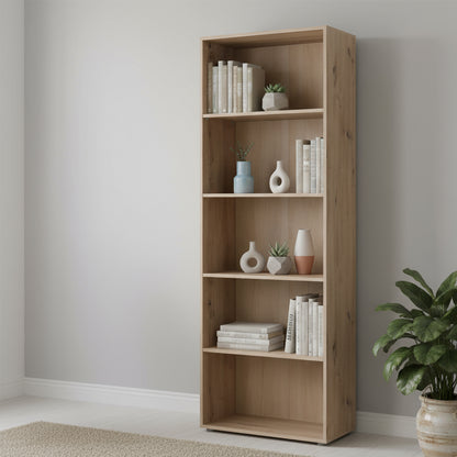 Libreria salvaspazio 68x200h cm rovere artisan con 4 ripiani regolabili