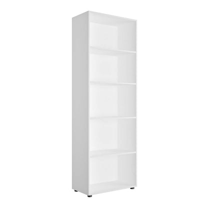 Libreria salvaspazio 68x200h cm bianco opaco con 4 ripiani regolabili