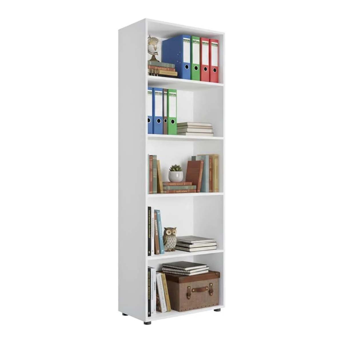 Libreria salvaspazio 68x200h cm bianco opaco con 4 ripiani regolabili