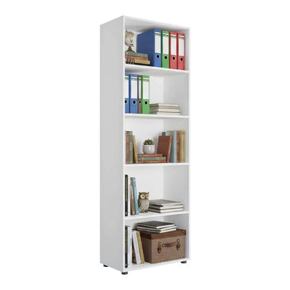 Libreria salvaspazio 68x200h cm bianco opaco con 4 ripiani regolabili
