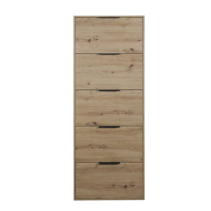Scarpiera slim 65x173h cm rovere con 5 ante a ribalta