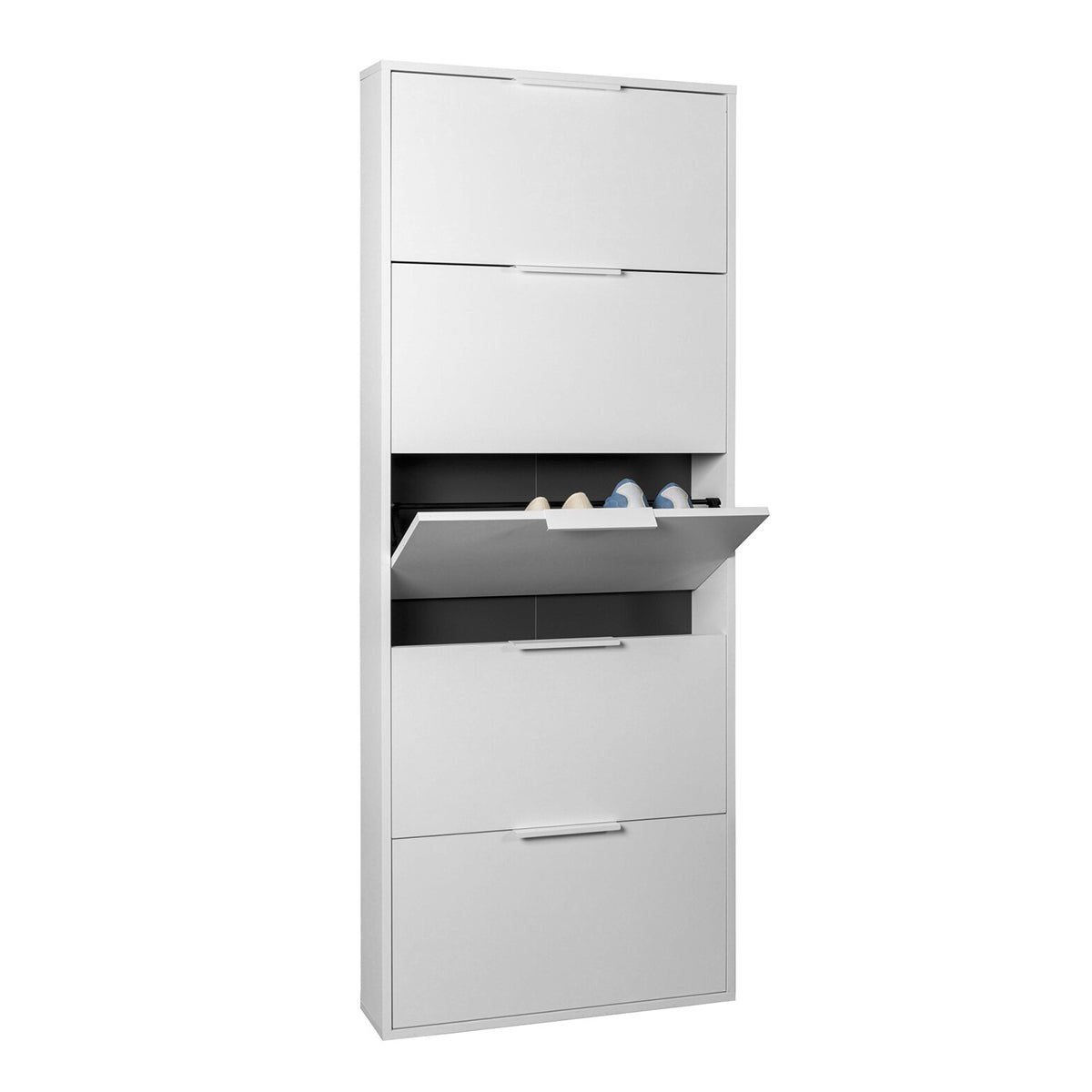 Scarpiera slim 65x173h cm bianca con 5 ante a ribalta