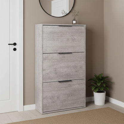 Scarpiera 65x125h cm cemento con 3 ante a ribalta